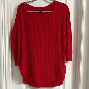 Express Red Scoop Neck Sweater with Tunic Length | Size L